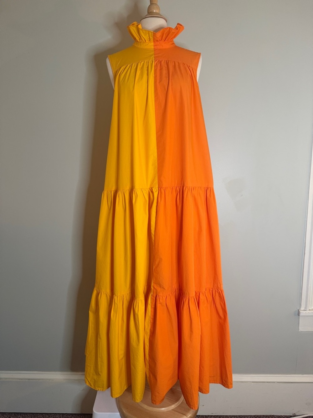Christopher John Rogers for Target Yellow and Orange Tiered Maxi Dress